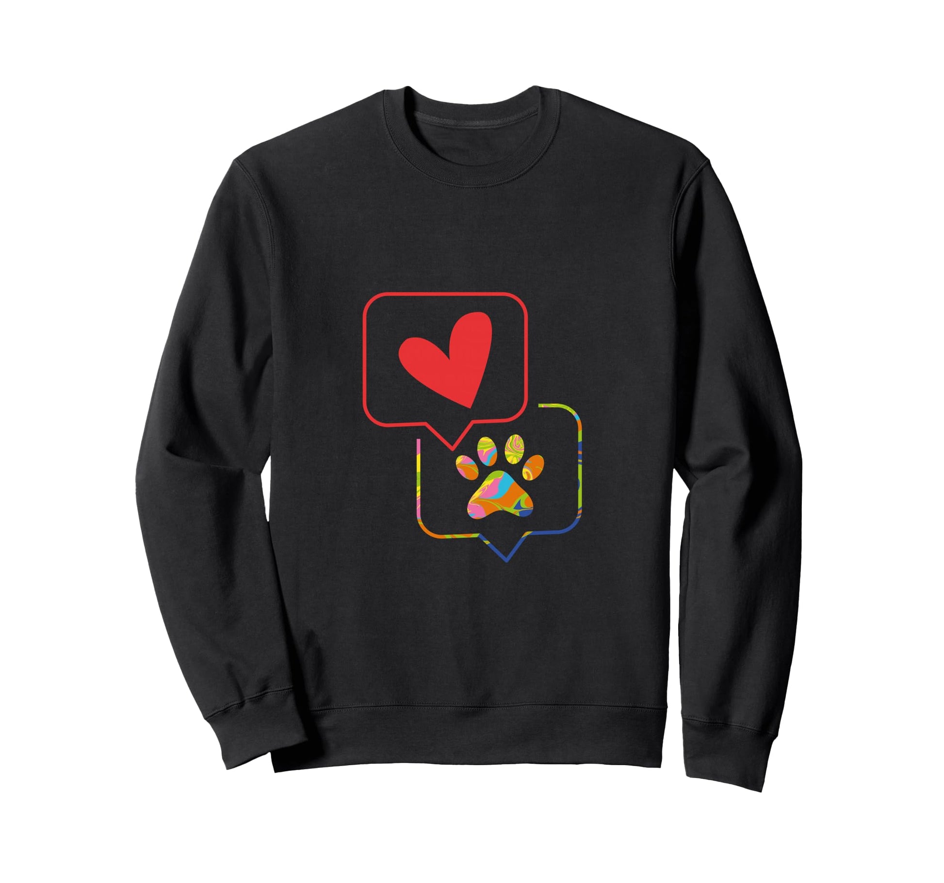 70S I Rainbow Dog Lover I Dog Paw Sweatshirt - Unique Graphic for Adults - T-Shirt, Sweatshirt, Hoodie