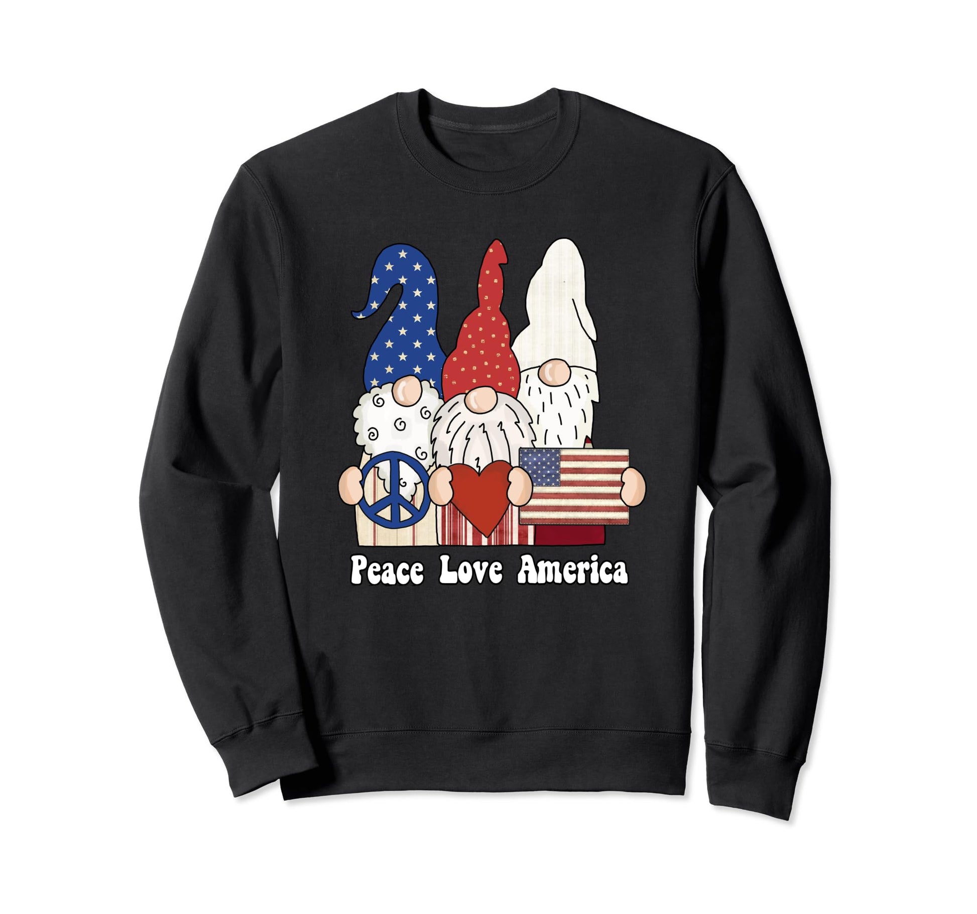 Gnome 4Th July Peace Love And Sweatshirt - Minimalist Print for Adults - T-Shirt, Sweatshirt, Hoodie