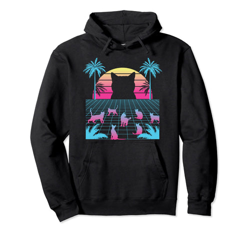 Vaporwave Cat 90S Aesthetic Clowder Cats Hoodie - Aesthetic Graphic Unisex - T-Shirt, Sweatshirt, Hoodie
