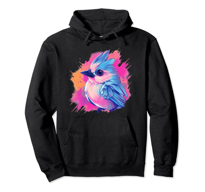 Vaporwave Aesthetic Tufted Titmouse Hoodie - Casual Everyday Wear Men Women - T-Shirt, Sweatshirt, Hoodie