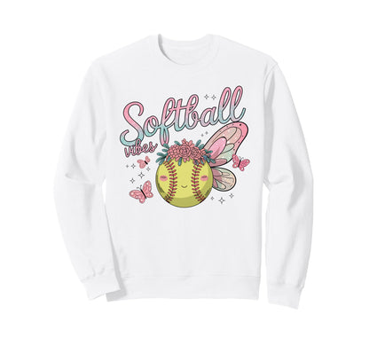 Softball Vibes Groovy Game Day Sweatshirt - Aesthetic Graphic Men Women - T-Shirt, Sweatshirt, Hoodie