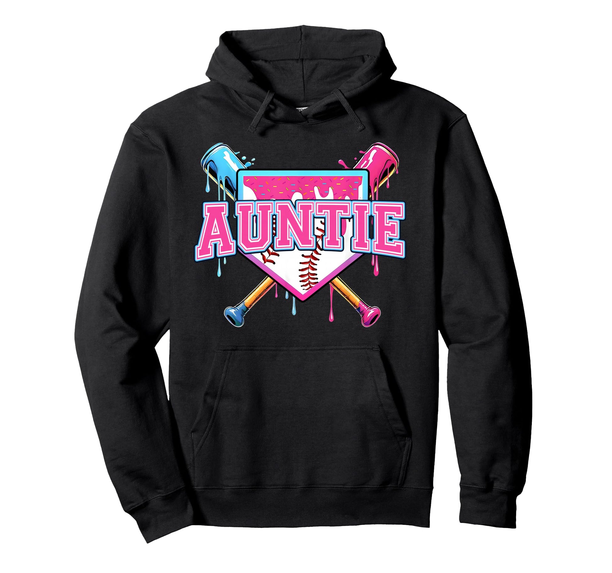 Baseball Drip Aunt Ice Cream Drip Auntie Hoodie - Unique Graphic Men Women - T-Shirt, Sweatshirt, Hoodie