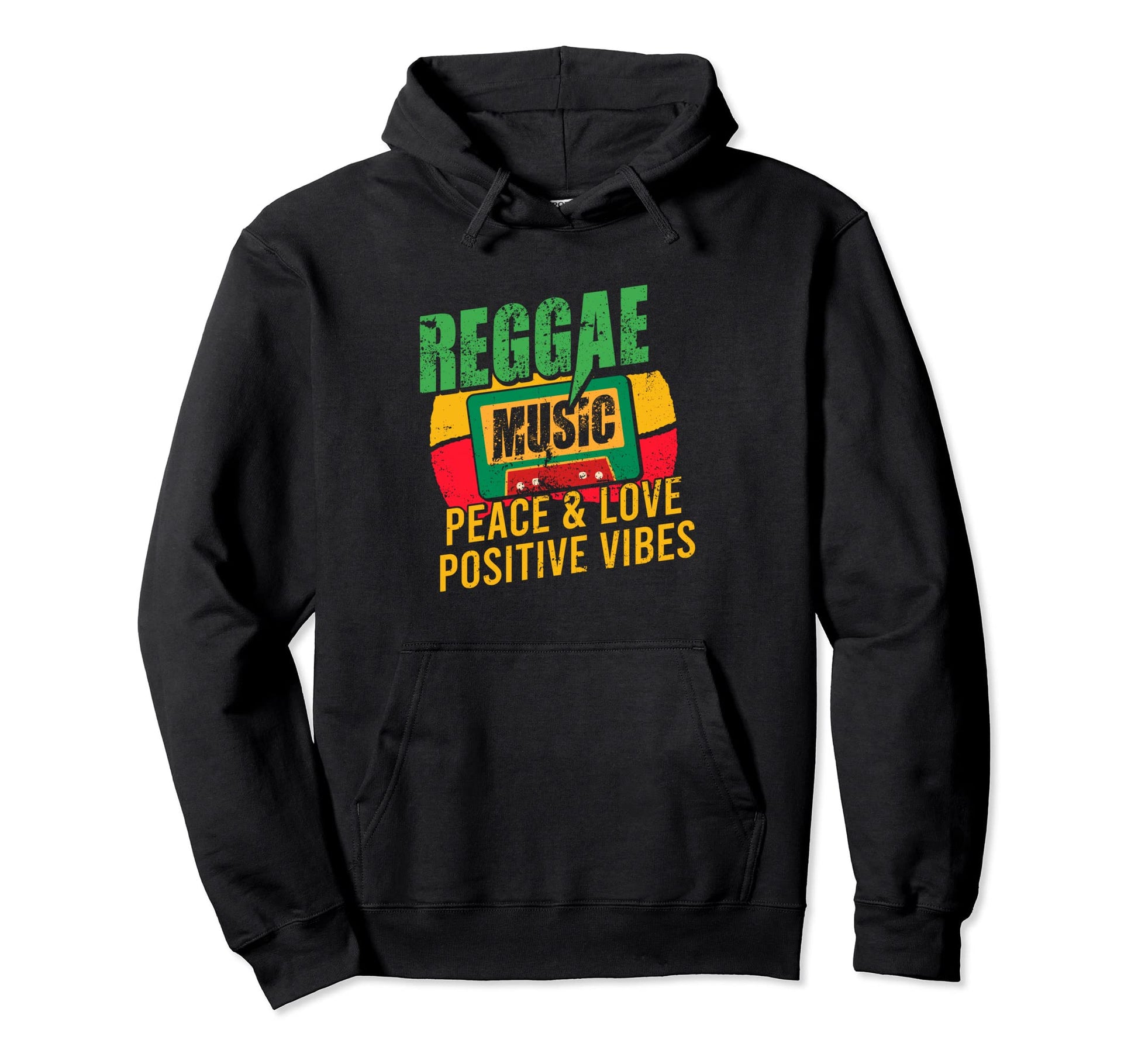 Reggae Music Peace Love Positive Vibes Hoodie - Minimalist Print Unisex - T-Shirt, Sweatshirt, Hoodie