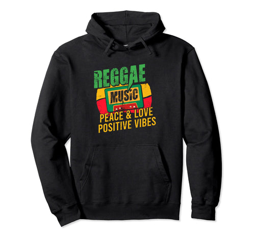Reggae Music Peace Love Positive Vibes Hoodie - Minimalist Print Unisex - T-Shirt, Sweatshirt, Hoodie