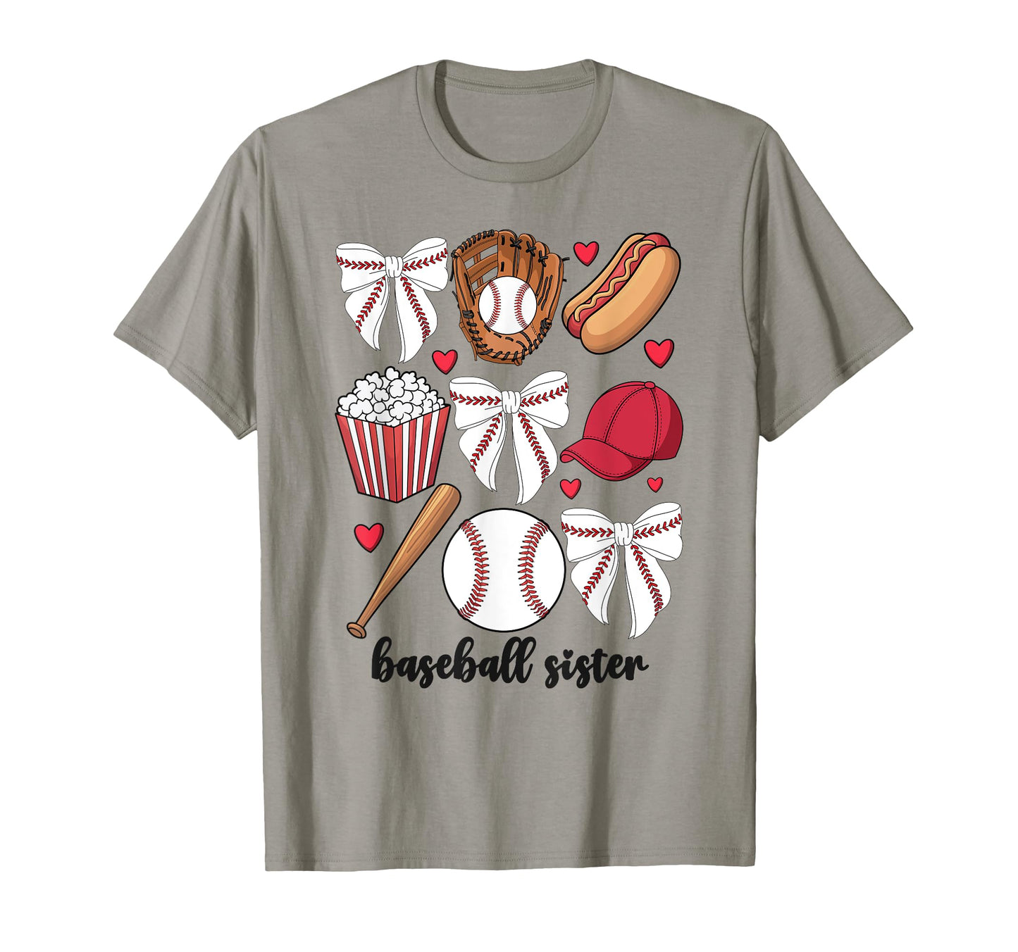 Baseball Sister Coquette Bow Baseball T-Shirt - Minimalist Print Men Women - T-Shirt, Sweatshirt, Hoodie