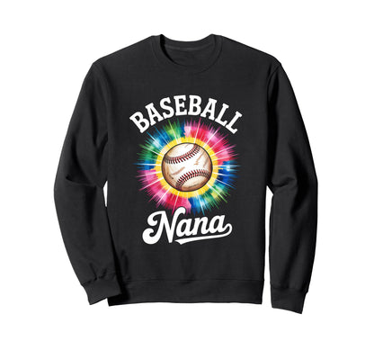 Baseball Nana Tie Dye Colorful Sweatshirt - Aesthetic Graphic for Adults - T-Shirt, Sweatshirt, Hoodie