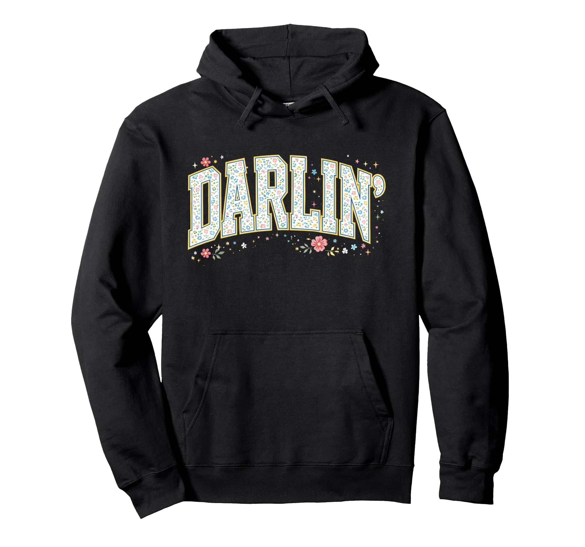 Ditsy Floral Darlin Varsity Letter Hoodie - Custom Art Print Men Women - T-Shirt, Sweatshirt, Hoodie