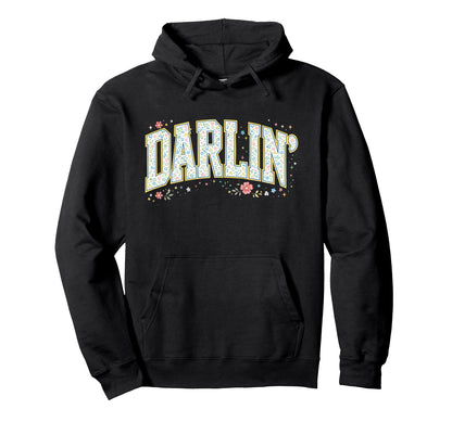 Ditsy Floral Darlin Varsity Letter Hoodie - Custom Art Print Men Women - T-Shirt, Sweatshirt, Hoodie