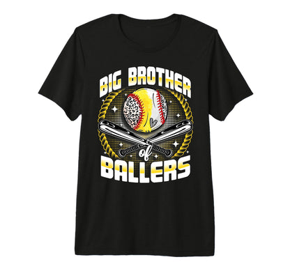 Baseball Softball Big Brother Ballers T-Shirt - Minimalist Print Unisex - T-Shirt, Sweatshirt, Hoodie