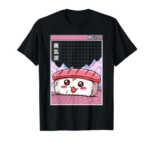 Sushi Kawaii Grid Vaporwave Aesthetic T-Shirt - Fun Novelty Design Unisex - T-Shirt, Sweatshirt, Hoodie