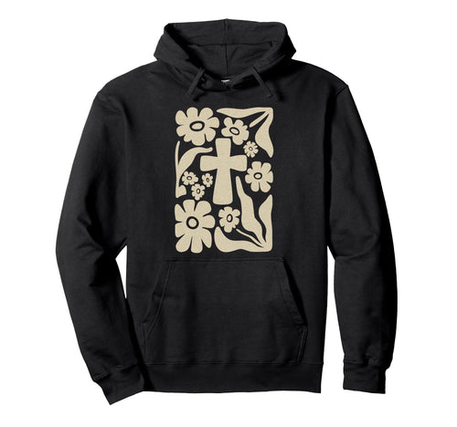 Boho Floral Cross Christian Faith Hoodie - Custom Art Print for Adults - T-Shirt, Sweatshirt, Hoodie