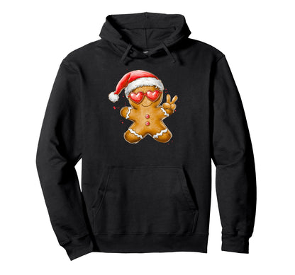 Funny Gingerbread Love Heart Peace Hoodie - Unique Graphic for Adults - T-Shirt, Sweatshirt, Hoodie