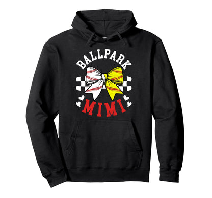 Ballpark Mimi Grandma Softball Hoodie - Casual Everyday Wear for Adults - T-Shirt, Sweatshirt, Hoodie