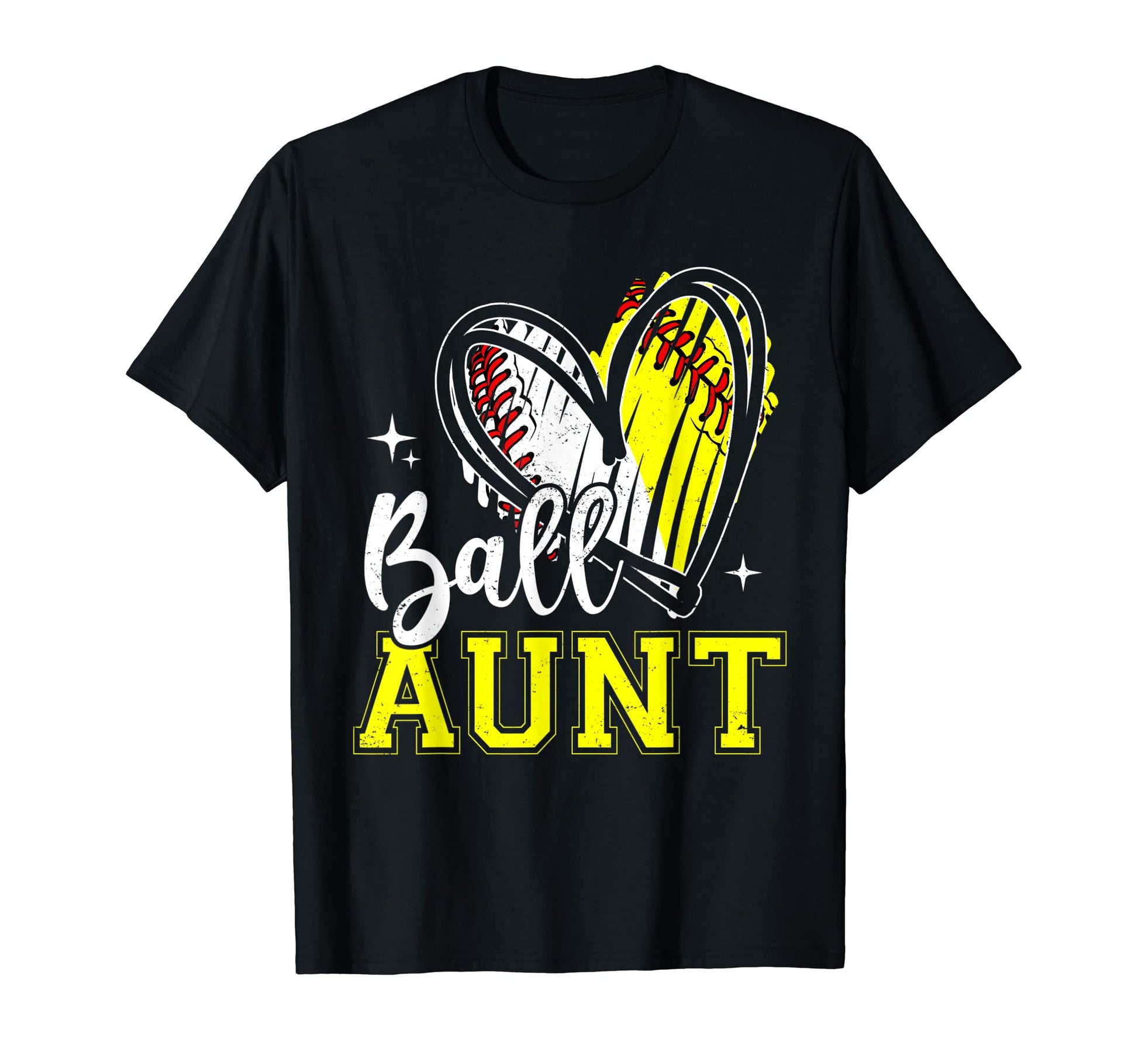 Ball Aunt Heart Baseball Softball Auntie T-Shirt - Graphic Print Men Women - T-Shirt, Sweatshirt, Hoodie