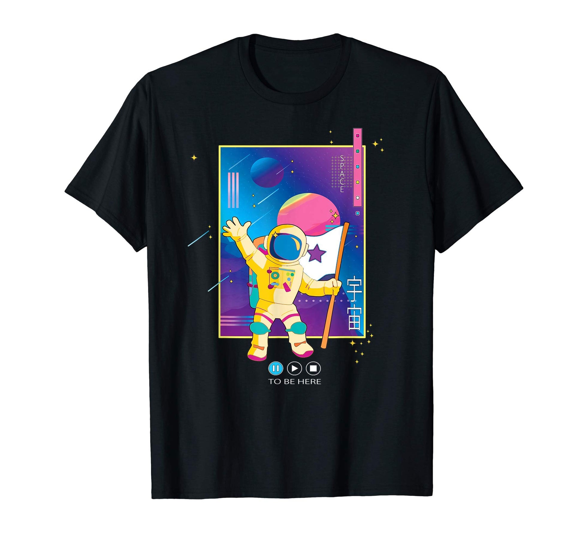80S Space Vaporwave Aesthetic Astronaut T-Shirt - Aesthetic Graphic Unisex - T-Shirt, Sweatshirt, Hoodie