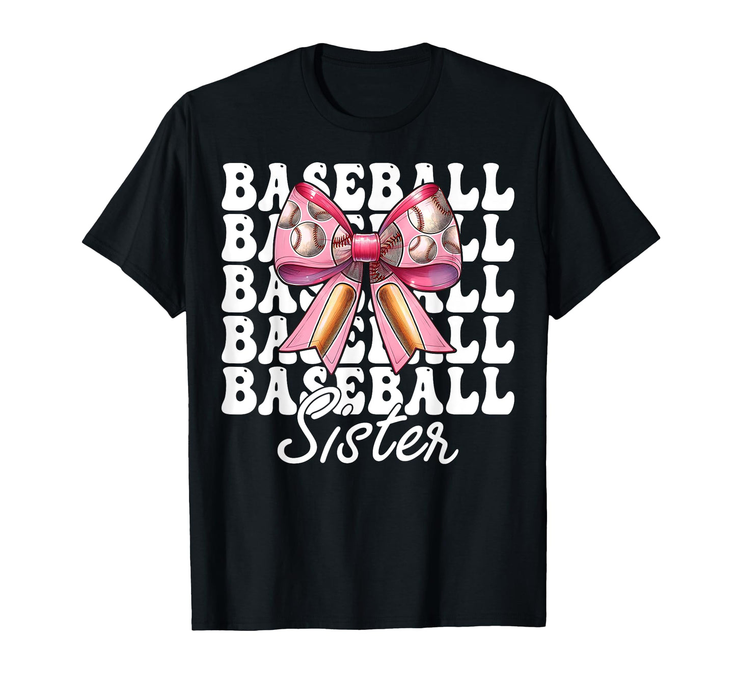 Baseball Sister Baseball Coquette Bow T-Shirt - Minimalist Print for Adults - T-Shirt, Sweatshirt, Hoodie