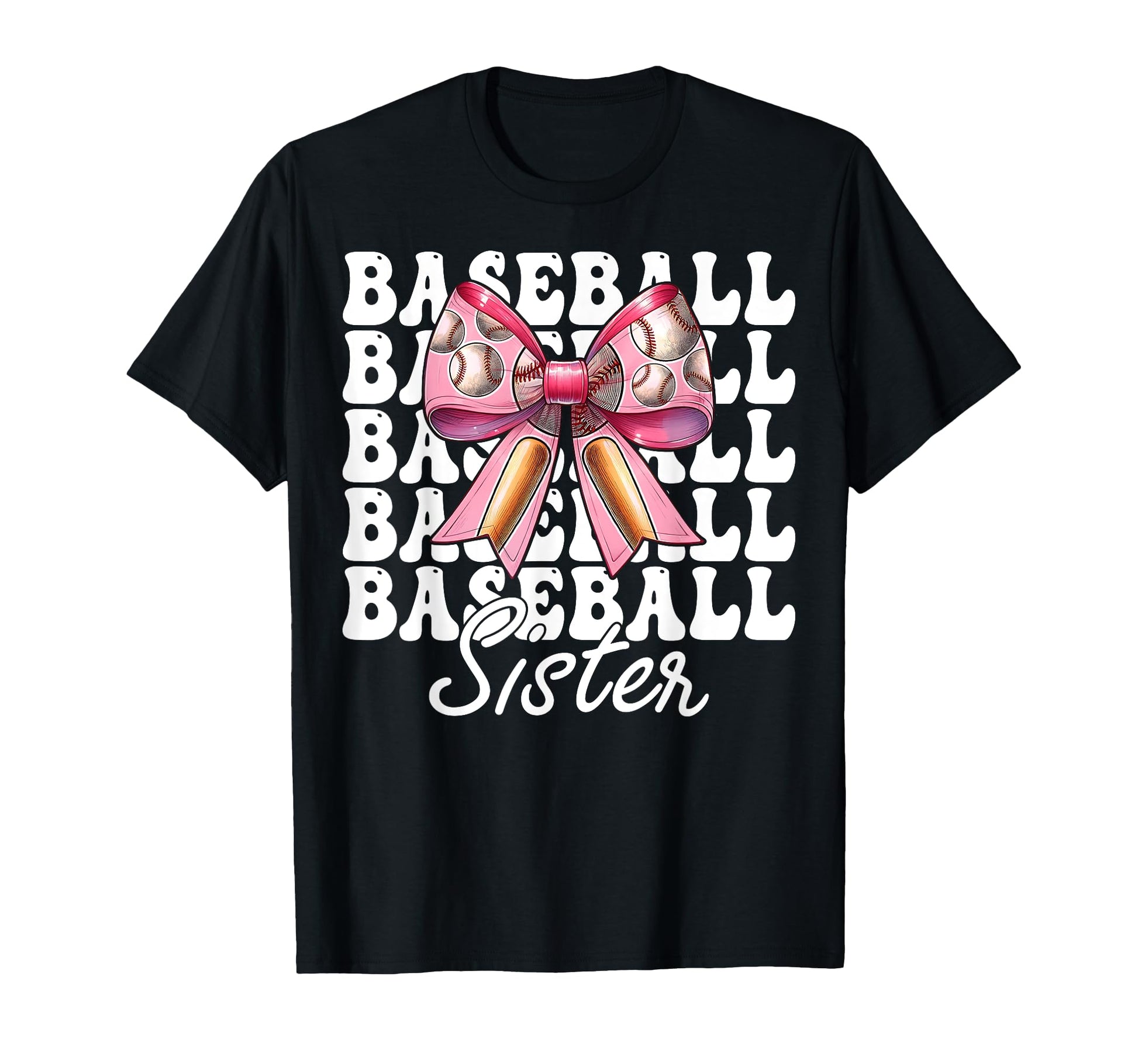 Baseball Sister Baseball Coquette Bow T-Shirt - Minimalist Print for Adults - T-Shirt, Sweatshirt, Hoodie