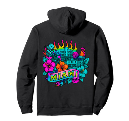 Miami Tattoo Rainbow City Art Hoodie - Minimalist Print Men Women - T-Shirt, Sweatshirt, Hoodie