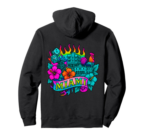 Miami Tattoo Rainbow City Art Hoodie - Minimalist Print Men Women - T-Shirt, Sweatshirt, Hoodie