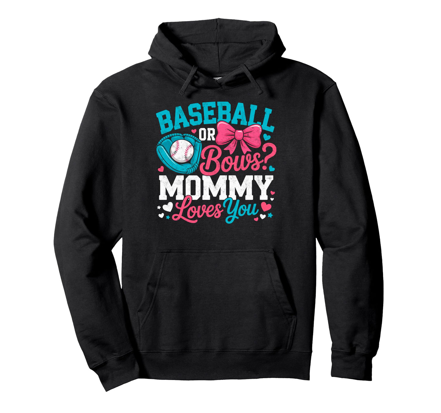 Gender Reveal Party Baseball Bows Hoodie - Casual Everyday Wear Unisex - T-Shirt, Sweatshirt, Hoodie