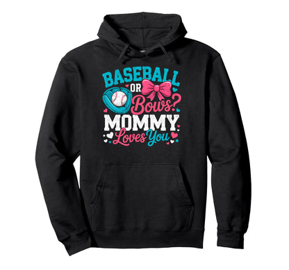 Gender Reveal Party Baseball Bows Hoodie - Casual Everyday Wear Unisex - T-Shirt, Sweatshirt, Hoodie