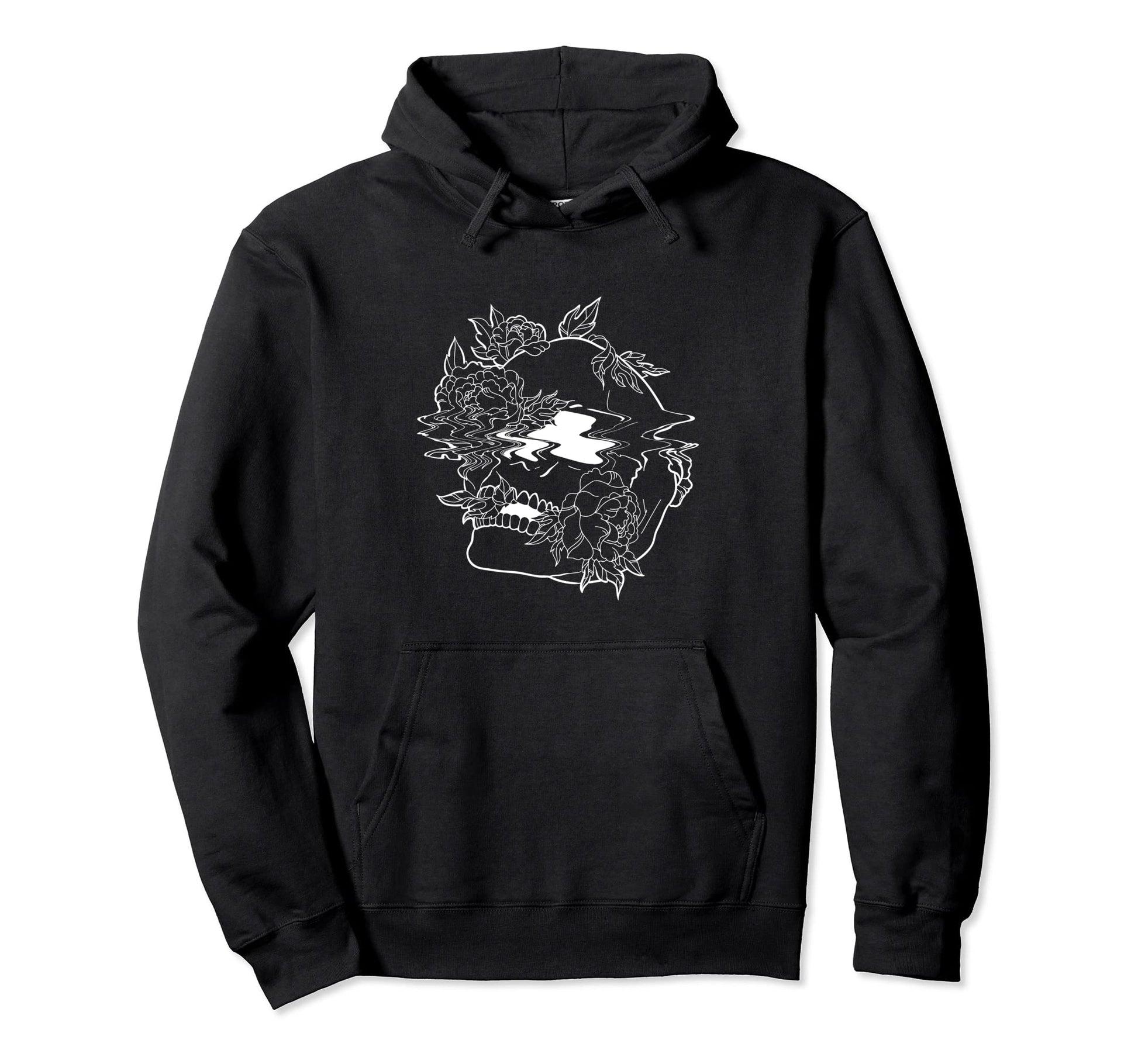 Edgy Skull And Flowers Goth Vaporwave Hoodie - Streetwear Style for Adults - T-Shirt, Sweatshirt, Hoodie