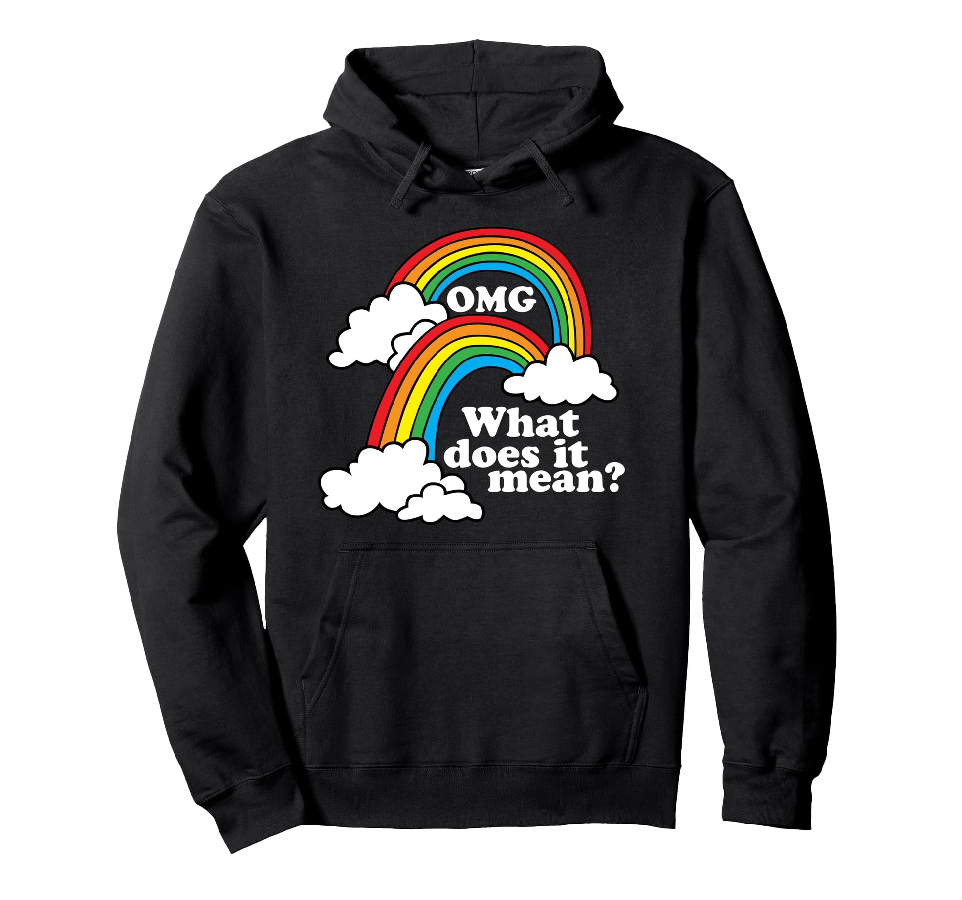 Double Rainbow Omg Funny Dark Hoodie - Graphic Print Unisex - T-Shirt, Sweatshirt, Hoodie