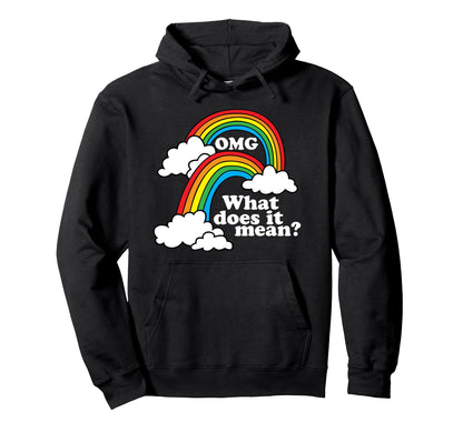 Double Rainbow Omg Funny Dark Hoodie - Graphic Print Unisex - T-Shirt, Sweatshirt, Hoodie