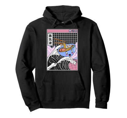 Happy Ramen Bowl Kanagawa Wave Digital Hoodie - Custom Art Print Men Women - T-Shirt, Sweatshirt, Hoodie
