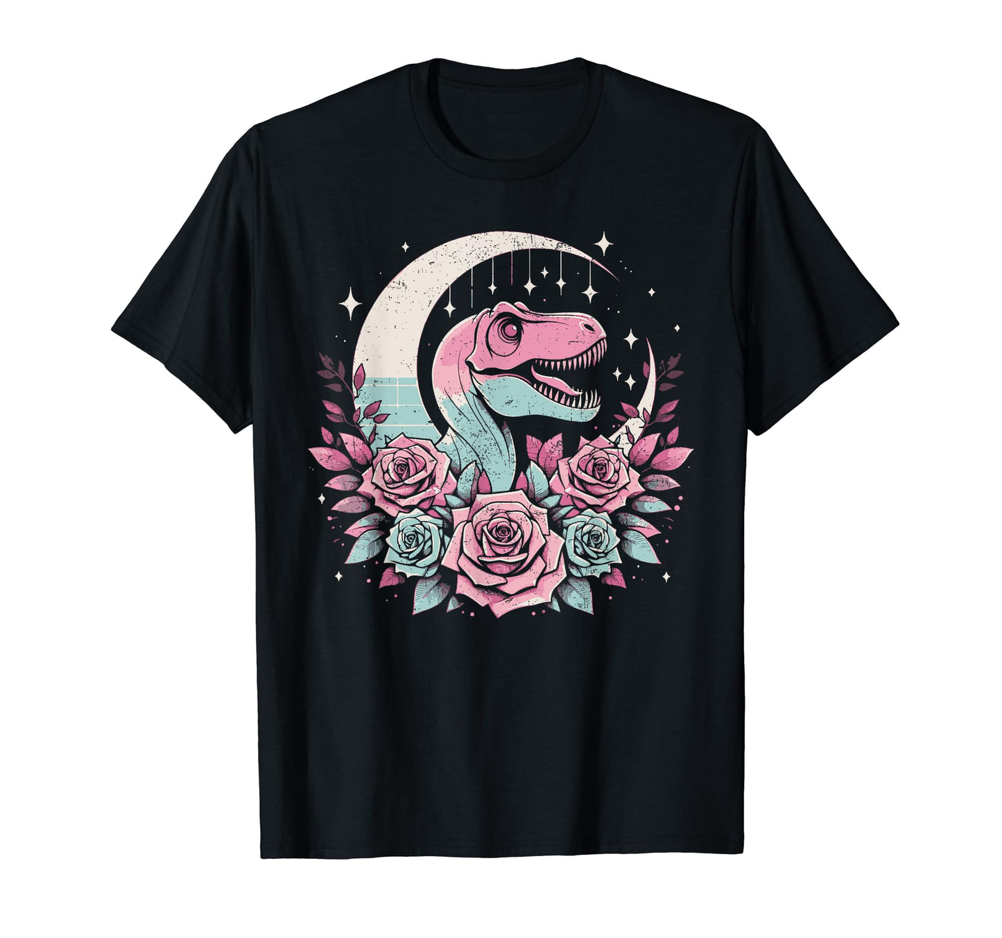 Dinosaur Moon Flower Vaporwave Aesthetic T-Shirt - Streetwear Style Unisex - T-Shirt, Sweatshirt, Hoodie