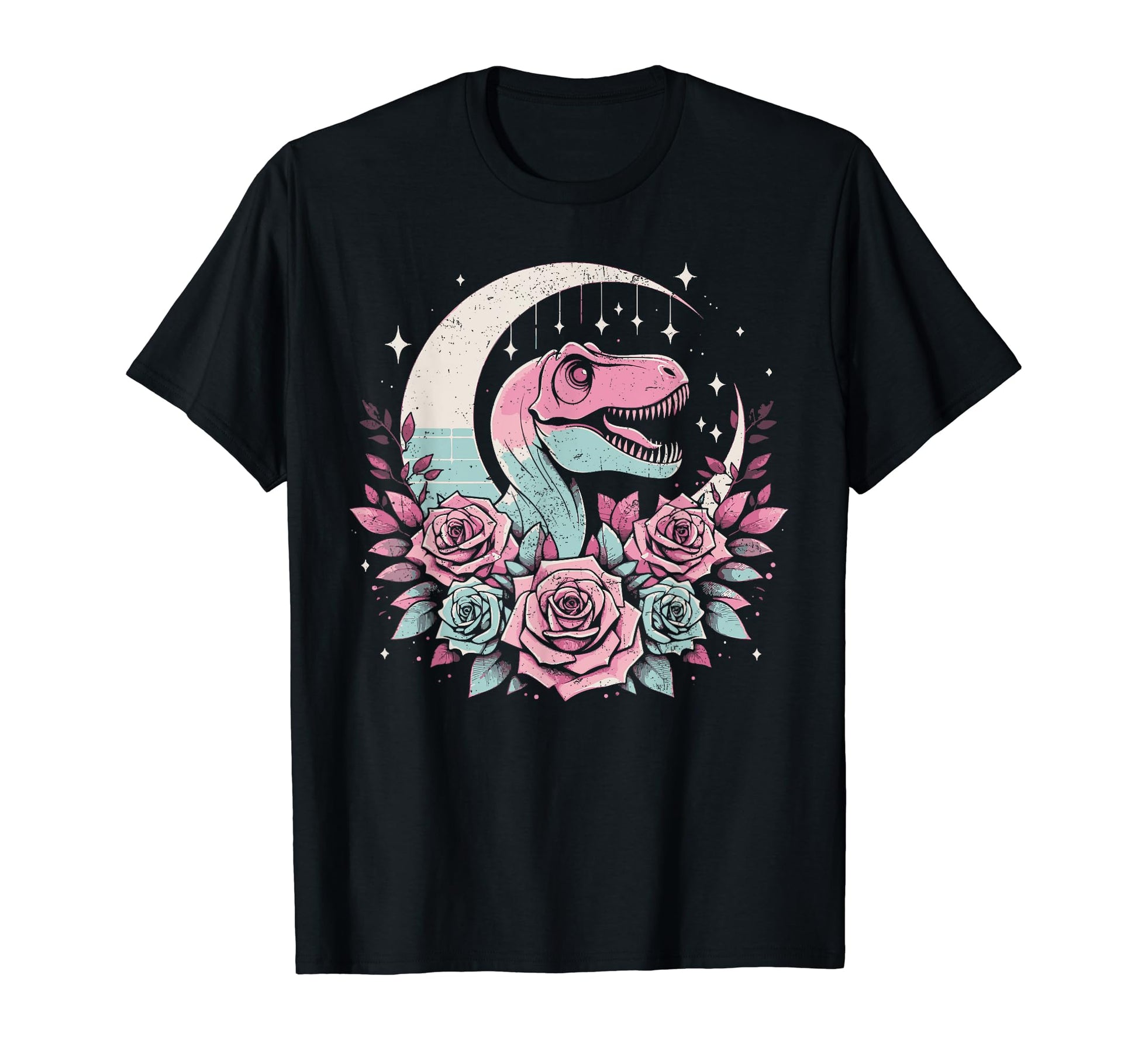 Dinosaur Moon Flower Vaporwave Aesthetic T-Shirt - Streetwear Style Unisex - T-Shirt, Sweatshirt, Hoodie