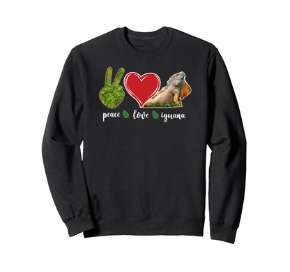 Peace Love Iguana Heart Sweatshirt - Custom Art Print Men Women - T-Shirt, Sweatshirt, Hoodie