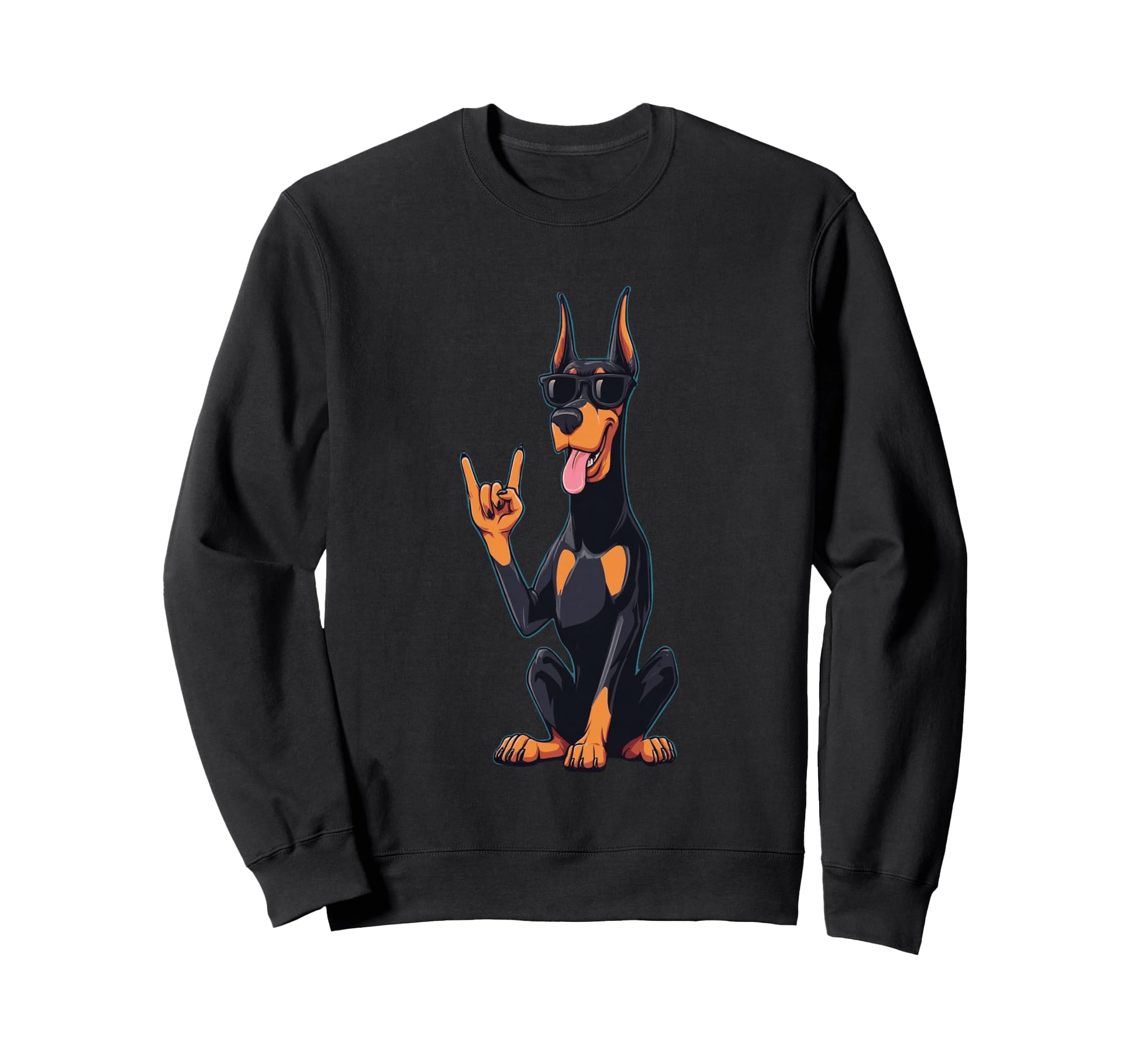 Doberman Pinscher Rock Hand Sign Punk Sweatshirt - Minimalist Print Unisex - T-Shirt, Sweatshirt, Hoodie