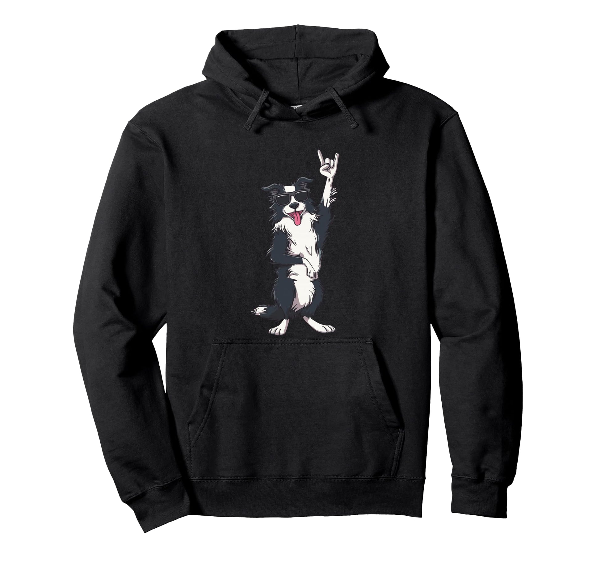 Border Collie Dog Rock And Roll Sunglasses Hoodie - Graphic Print Unisex - T-Shirt, Sweatshirt, Hoodie