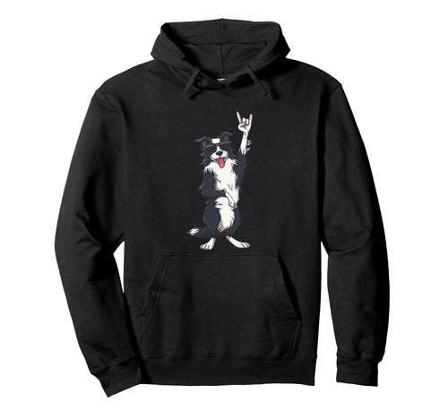 Border Collie Dog Rock And Roll Sunglasses Hoodie - Graphic Print Unisex - T-Shirt, Sweatshirt, Hoodie