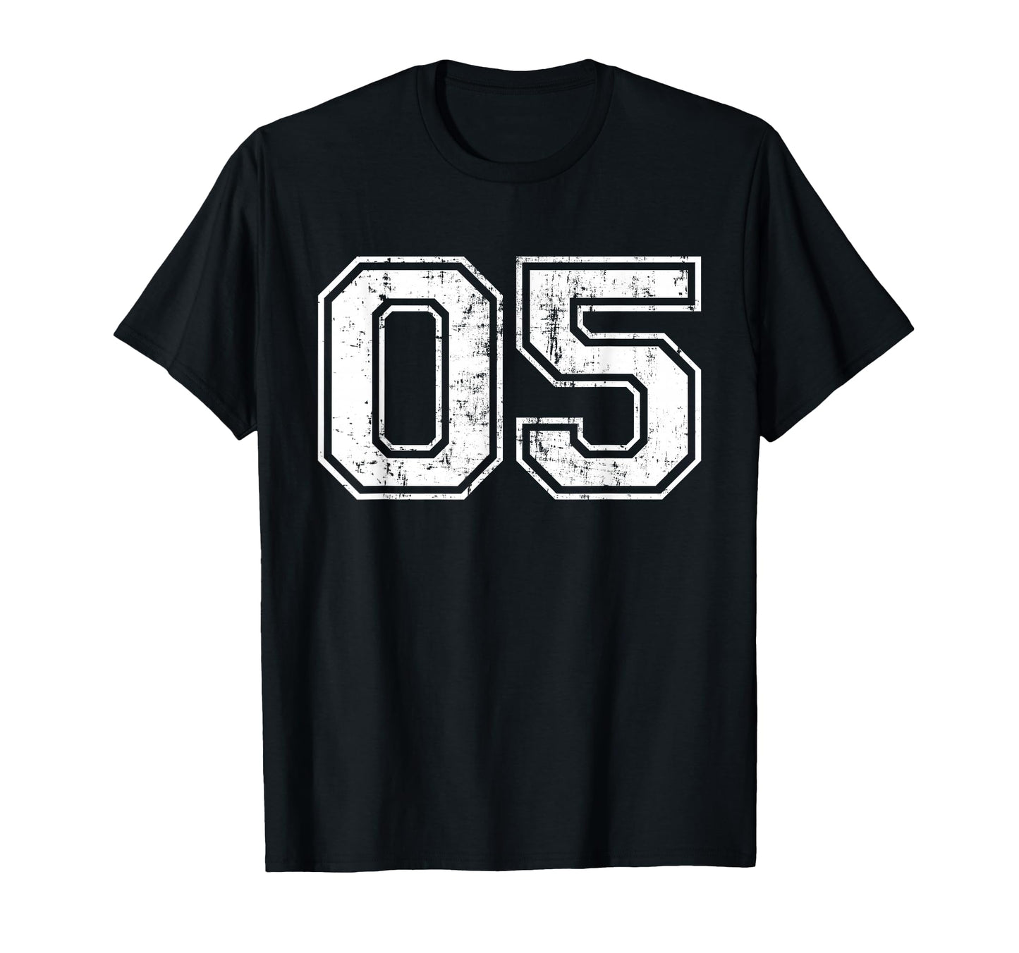 Number 05 Zero Five Varsity Distressed T-Shirt - Fun Novelty Design Unisex - T-Shirt, Sweatshirt, Hoodie