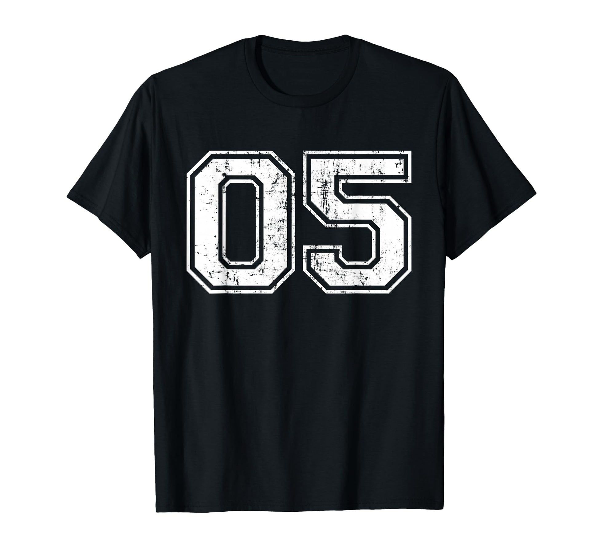 Number 05 Zero Five Varsity Distressed T-Shirt - Fun Novelty Design Unisex - T-Shirt, Sweatshirt, Hoodie