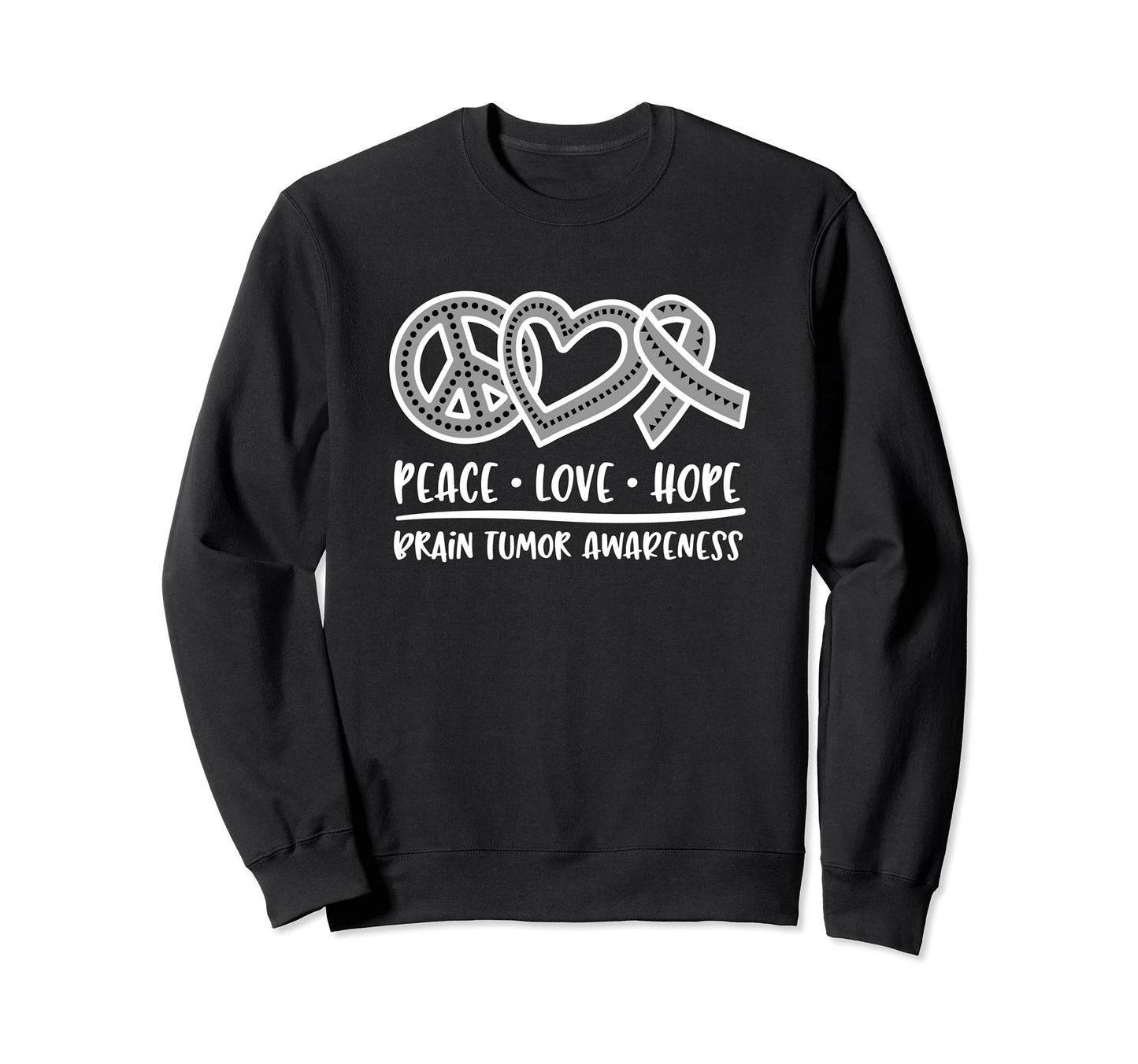 Brain Cancer Survivor Peace Sweatshirt - Fun Novelty Design for Adults - T-Shirt, Sweatshirt, Hoodie