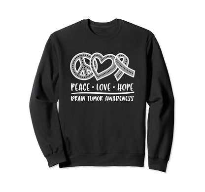 Brain Cancer Survivor Peace Sweatshirt - Fun Novelty Design for Adults - T-Shirt, Sweatshirt, Hoodie