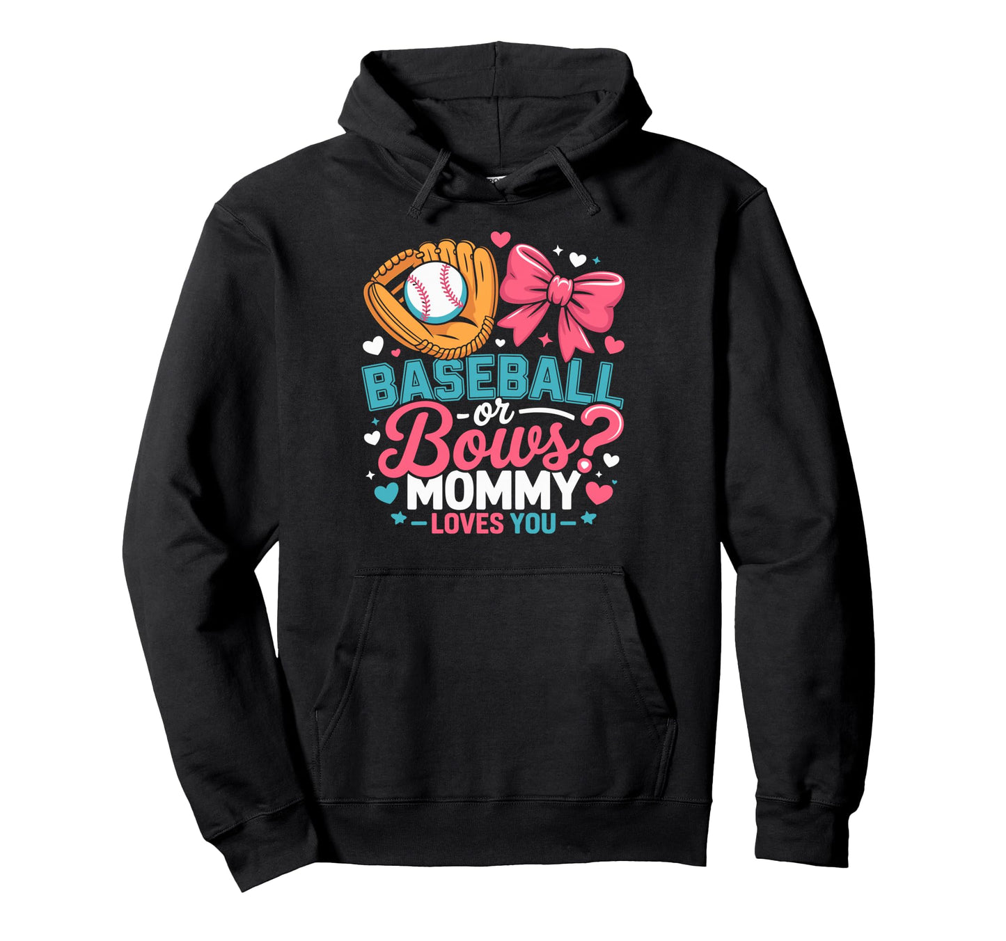 Gender Reveal Party Baseball Bows Hoodie - Custom Art Print for Adults - T-Shirt, Sweatshirt, Hoodie