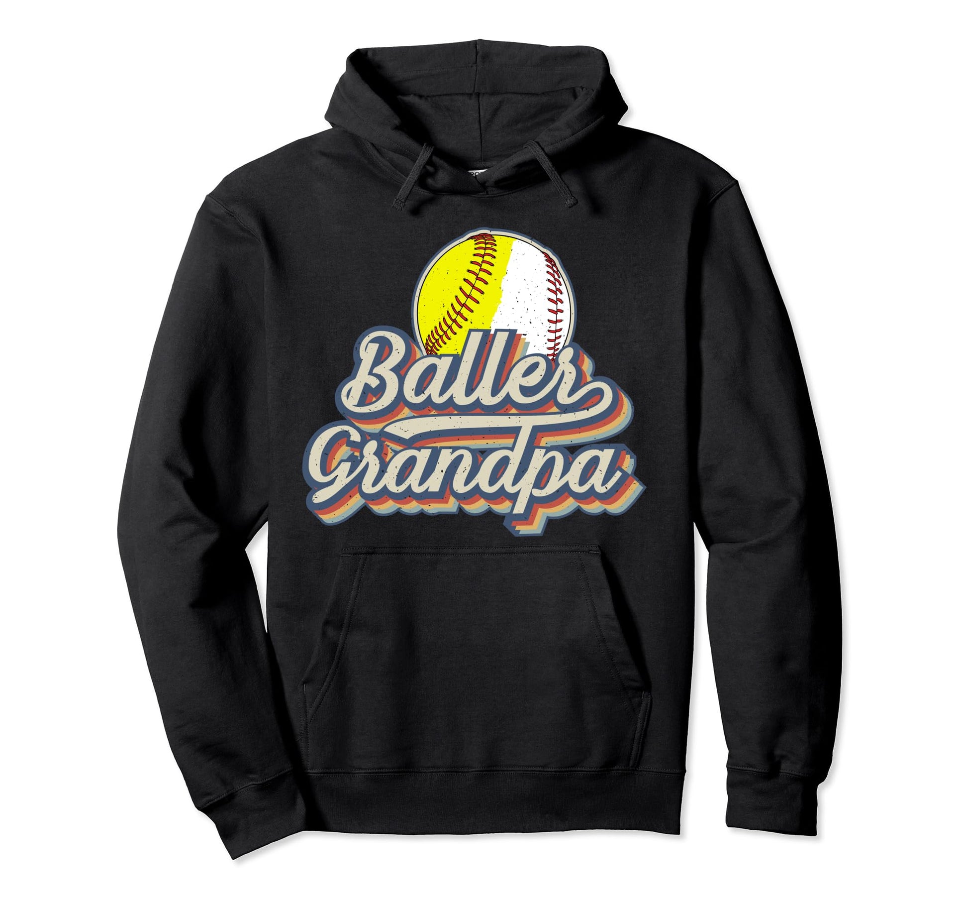Baller Grandpa Softball Baseball Grandpa Hoodie - Trendy Graphic Men Women - T-Shirt, Sweatshirt, Hoodie