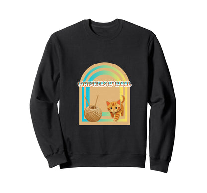 Whiskers N Wool Boho Yarn Cat Lover Sweatshirt - Trendy Graphic Unisex - T-Shirt, Sweatshirt, Hoodie