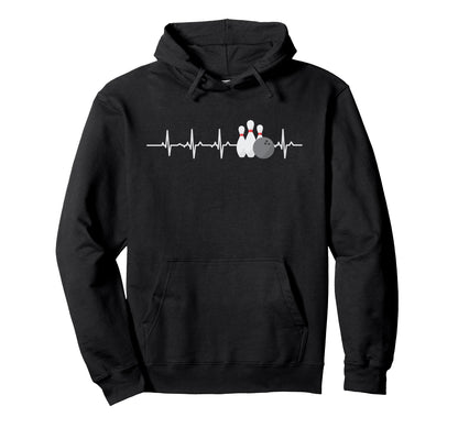Bowling Heartbeat Funny Bowler Hoodie - Casual Everyday Wear Men Women - T-Shirt, Sweatshirt, Hoodie