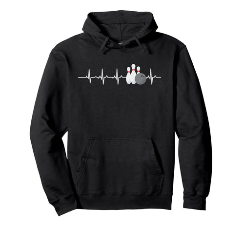 Bowling Heartbeat Funny Bowler Hoodie - Casual Everyday Wear Men Women - T-Shirt, Sweatshirt, Hoodie