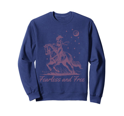 Cowgirl Western Fearless And Free Sweatshirt - Minimalist Print for Adults - T-Shirt, Sweatshirt, Hoodie