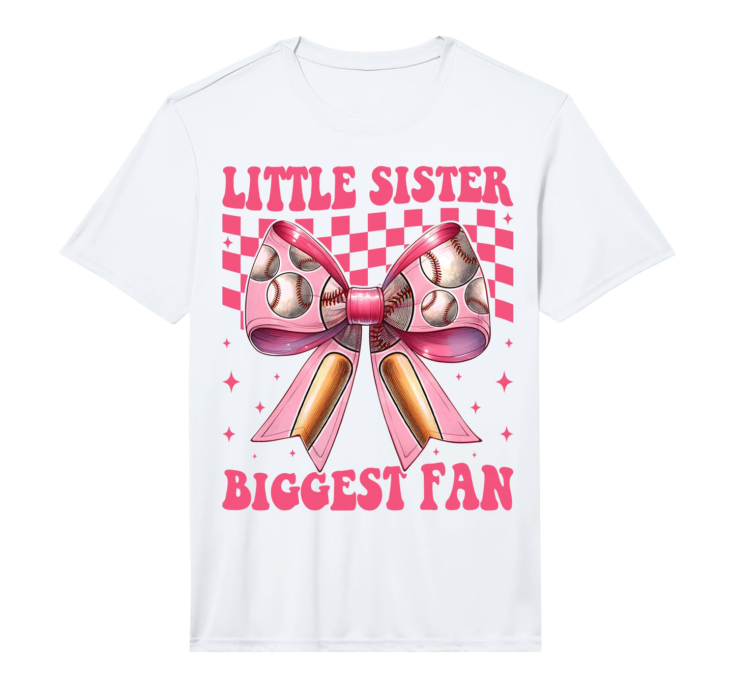 Baseball Sister Coquette Bow Little T-Shirt - Custom Art Print Unisex - T-Shirt, Sweatshirt, Hoodie