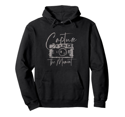 Capture Moment Photography Camera Photo Hoodie - Graphic Print for Adults - T-Shirt, Sweatshirt, Hoodie