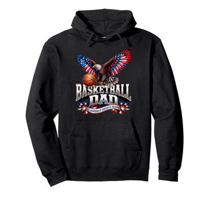 Basketball Dad American Flag Hoodie - Minimalist Print for Adults - T-Shirt, Sweatshirt, Hoodie