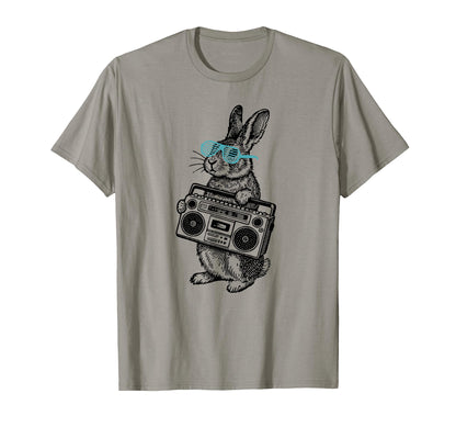Rabbit 80S Music Player Easter Sunday T-Shirt - Minimalist Print Men Women - T-Shirt, Sweatshirt, Hoodie