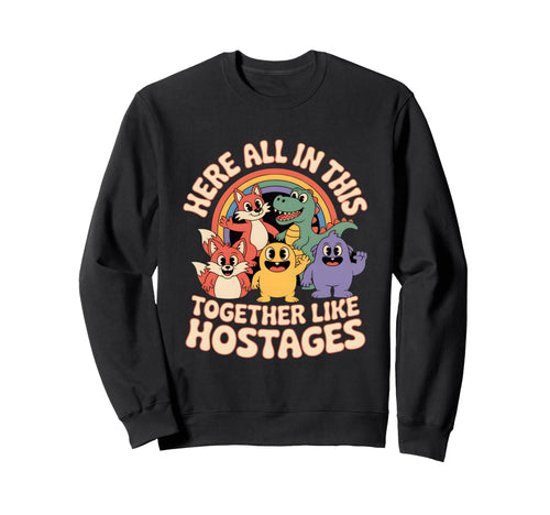 Funny Hostages Rainbow Cartoon Sweatshirt - Custom Art Print for Adults - T-Shirt, Sweatshirt, Hoodie